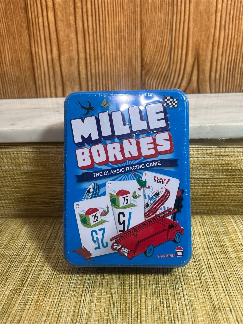 New Mille Bornes Classic Racing Card Game - Blue Tin